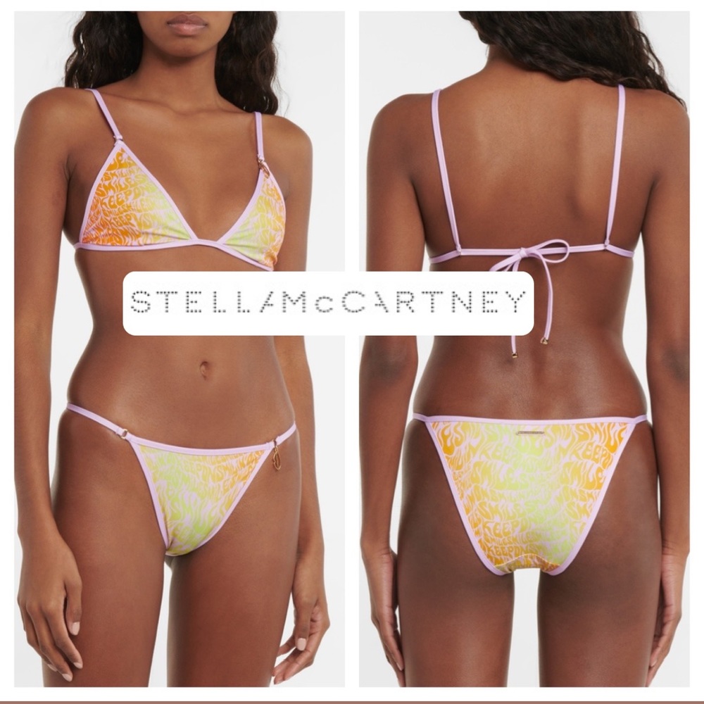 Stella McCartney Bikini Bottom Printed Smile triangle bikini briefs logo L Italy